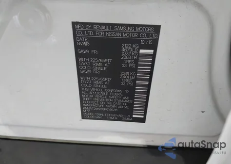 2016 Nissan Rogue Sv z USA, uszkodzony, nr VIN KNMAT2MV3GP616628